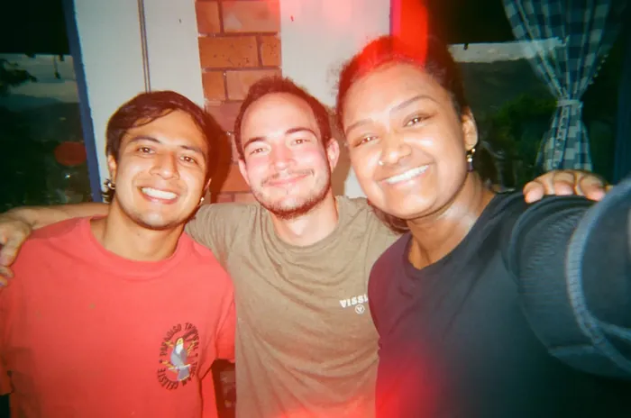 Harmonica Ayahuasca Retreat Colombia Friends smiling together Three friends smiling together in a selfie
